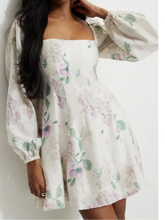 Amelie Balloon Sleeve Mini Dress - size small NWT - Picture 2 of 8